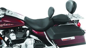 Kawasaki Vulcan 1600 Classic Two-Piece Seat with Driver Backrest - Mustang Motorcycle - MMP 2 Piece Seat - Black - `03-`08 Kawasaki Vulcan 1600 Classic Two-Piece Seat with Driver Backrest - Mustang Motorcycle - MMP 2 Piece Seat - Black - `03-`08